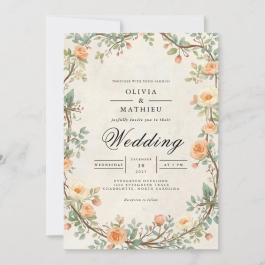 Moral Orange Arcway Wedding Einladung (Vorderseite)