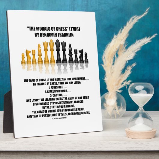 Morale des Schachs Benjamin Franklin Reflektives S Fotoplatte (Seite)