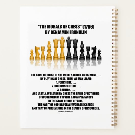 Morale des Schachs Benjamin Franklin Reflektives S Planer (Rückseite)