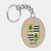 Morales Historischer Schild mit Flagge Mexikos Schlüsselanhänger (Vorderseite links)