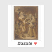 Moralisierende Szene mit einer alten Frau und eine Aufkleber (Blatt)