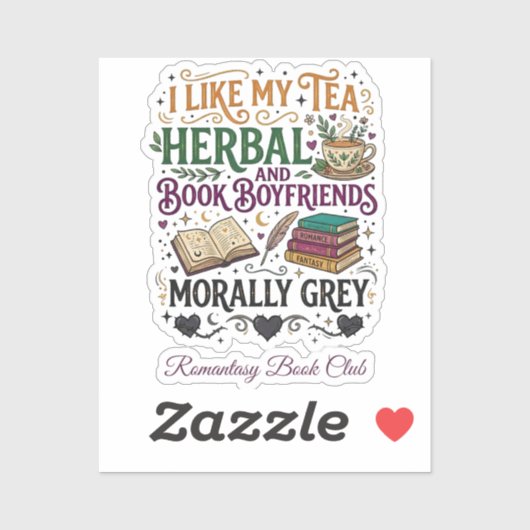Morally Grey Book Boyfriend Herbal Tea Book Club Aufkleber (Blatt)
