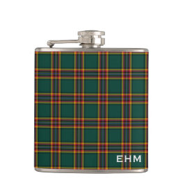 Moran Tartan Monogram Dark Green Kariert Flachmann