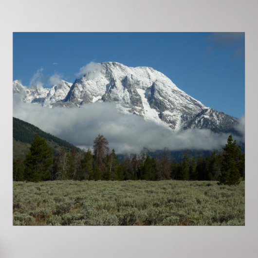 Moran und Wolken am Grand Teton Poster (Vorne)