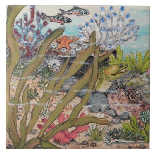 Moray Eel Fish Marine Mural PCs mit Meereslebewese Fliese (Vorderseite)