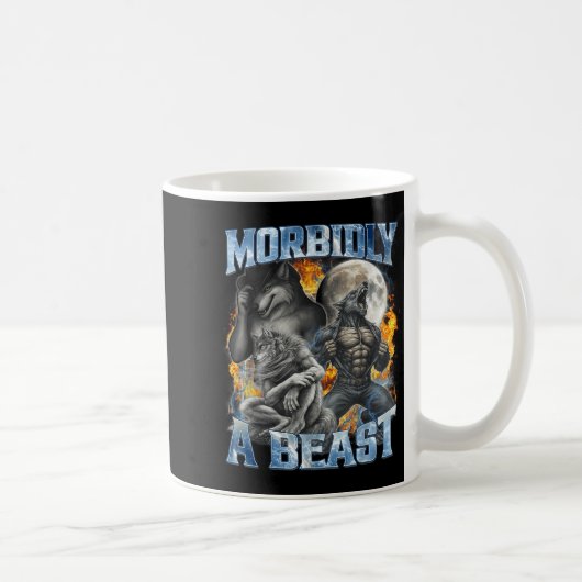 Morbidly A Funny Cringe Alpha Werewolf Wolf Meme  Kaffeetasse (Rechts)