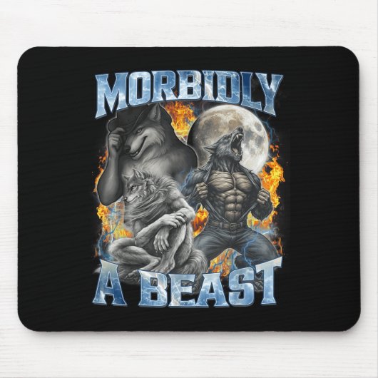 Morbidly A Funny Cringe Alpha Werewolf Wolf Meme  Mousepad (Vorne)