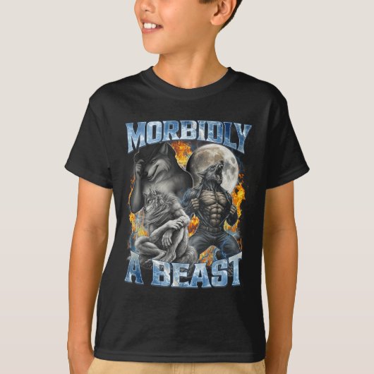 Morbidly A Funny Cringe Alpha Werewolf Wolf Meme  T-Shirt (Vorderseite)