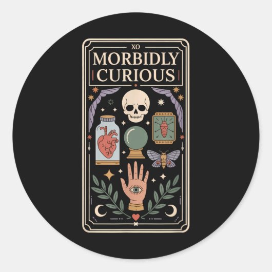 Morbily Curious Oddities Shirt Gothic Witchy Vibe Runder Aufkleber (Vorderseite)
