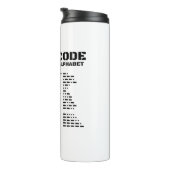 Morbus Code NATO Phonetische Alphabet Tables Thermosbecher (Nach rechts gedreht)