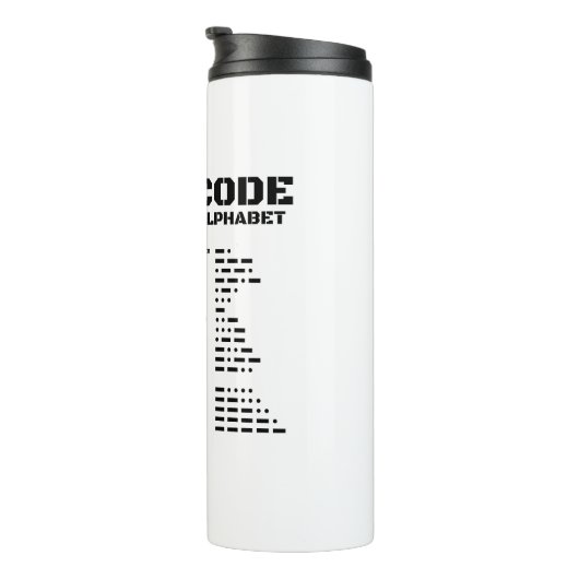 Morbus Code NATO Phonetische Alphabet Tables Thermosbecher (Nach rechts gedreht)