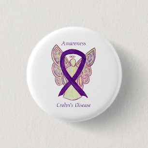 Morbus Crohn Bewusstsein Angel Lila Ribbon Button