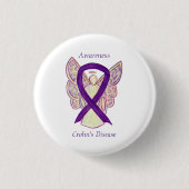 Morbus Crohn's Disease Awareness Angel Lila Ribbon Button (Vorderseite)
