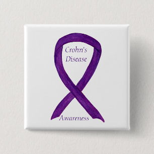 Morbus Crohn's Disease Awareness Lila Ribbon Custo Button