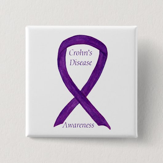Morbus Crohn's Disease Awareness Lila Ribbon Custo Button (Vorderseite)