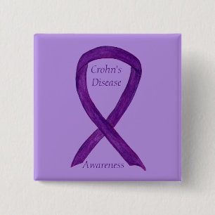 Morbus Crohn's Disease Awareness Lila Ribbon Custo Button