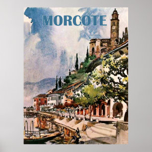 Morcote Küstenlinie, Luganersee, Schweiz Poster