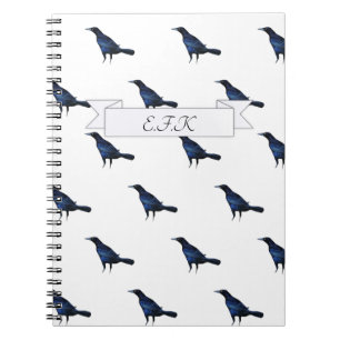 Mord an Crows Black Bird Muster Print Monogram Notizblock
