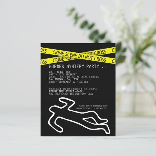 Mord an Mystery-Party Einladung (Stehend Vorderseite)
