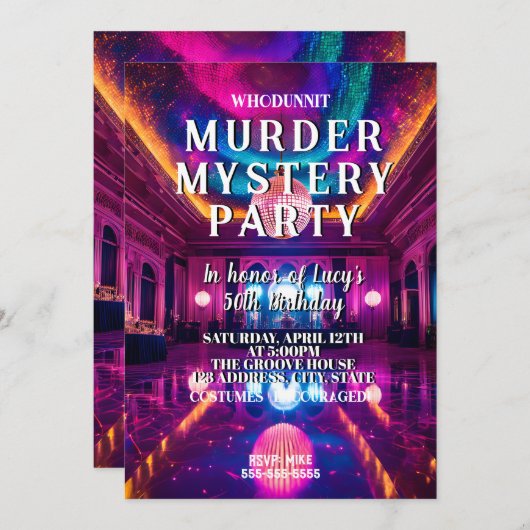 Mord an Whodunit-Mysterien Mord auf der Tanzfläche Einladung (Vorne/Hinten)