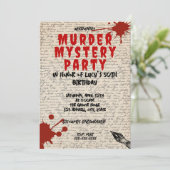 Mord an Whodunit mystery blutigen Party 40. 50. 60 Einladung (Stehend Vorderseite)