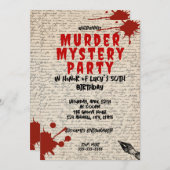 Mord an Whodunit mystery blutigen Party 40. 50. 60 Einladung (Vorne/Hinten)
