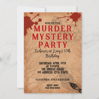 Mord an Whodunit mystery blutigen Party 40. 50. 60 Einladung