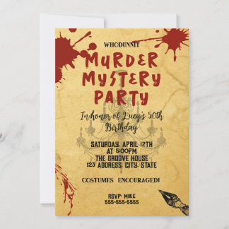 Mord an Whodunit mystery blutigen Party 40. 50. 60 Einladung