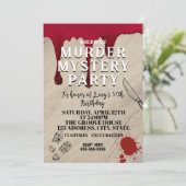 Mord an Whodunit mystery blutigen Party 40. 50. 60 Einladung (Stehend Vorderseite)