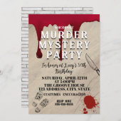 Mord an Whodunit mystery blutigen Party 40. 50. 60 Einladung (Vorne/Hinten)