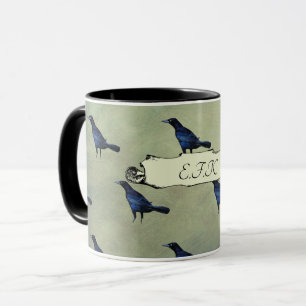 Mord der Krähen Gothic Vintage Style Monogramm Tasse