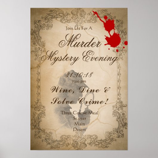Mord Mystery Abend Poster Template Vintag (Vorne)