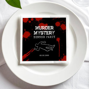 Mord-Mystery-Abendessen mit Blutflecken Serviette