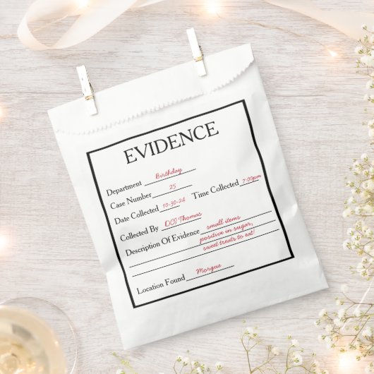 Mord-Mystery-Beweise Geschenktütchen (Ausgeschnitten)