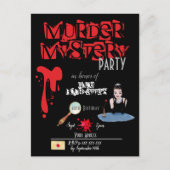Mord Mystery Birthday Black Invitation Postcard Postkarte (Vorderseite)