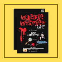 Mord Mystery Birthday Black Invitation Postcard