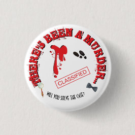 Mord Mystery Birthday Party BLOODY Button