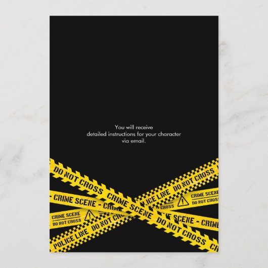 Mord Mystery Birthday Party mit Polizeistreifen Einladung (Rückseite)