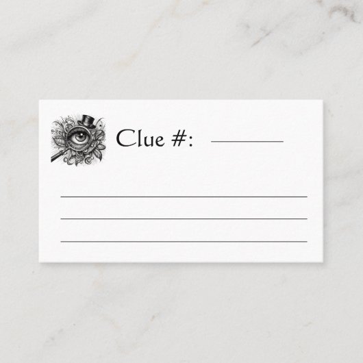 Mord Mystery Dinner Clue Visitenkarte (Vorderseite)