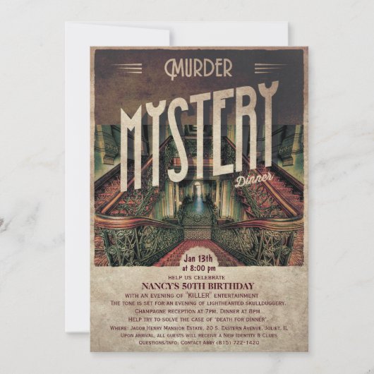 Mord Mystery Dinner Einladung (Vorderseite)