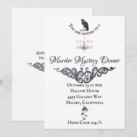 Mord Mystery Dinner Einladung (Vorne/Hinten)