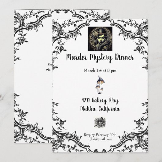 Mord Mystery Dinner Einladung (Vorne/Hinten)