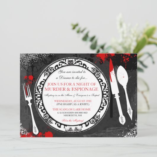 Mord Mystery Dinner Party Einladung (Stehend Vorderseite)