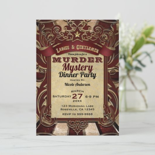 Mord Mystery Dinner Party Einladung (Stehend Vorderseite)