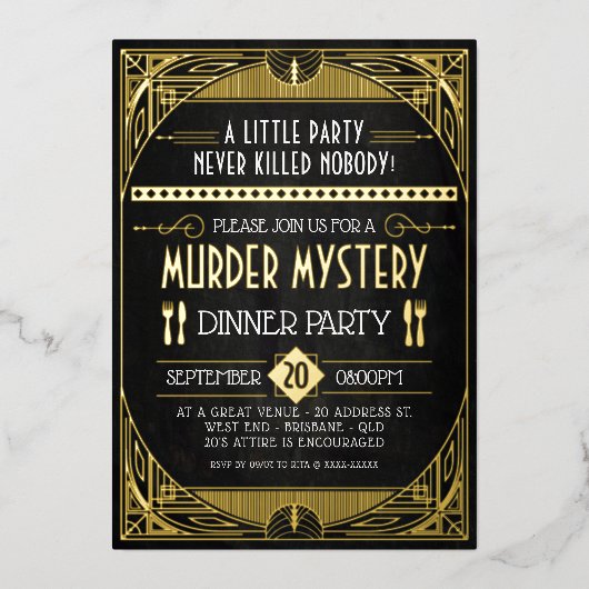 Mord Mystery Dinner Party Einladung (Vorderseite)