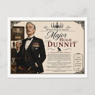 Mord-Mystery Major Hugh Dunnit aus den 1940er Jahr Postkarte