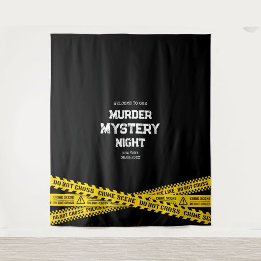 Mord Mystery Night mit gelben Polizeistreifen Wandteppich (Vorderseite)