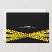 Mord Mystery Party Dinner Gelbe Polizeistreifen Einladung (Rückseite)