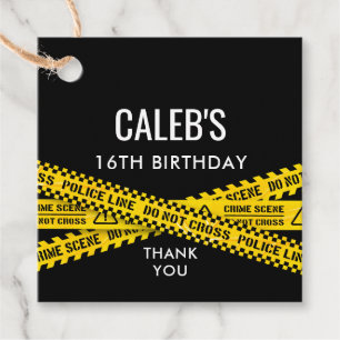 Mord Mystery Party Dinner Gelbe Polizeistreifen Geschenkanhänger