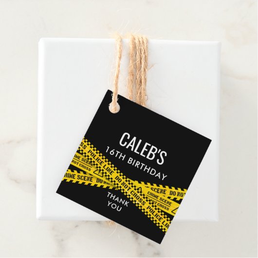 Mord Mystery Party Dinner Gelbe Polizeistreifen Geschenkanhänger (Beispiel)